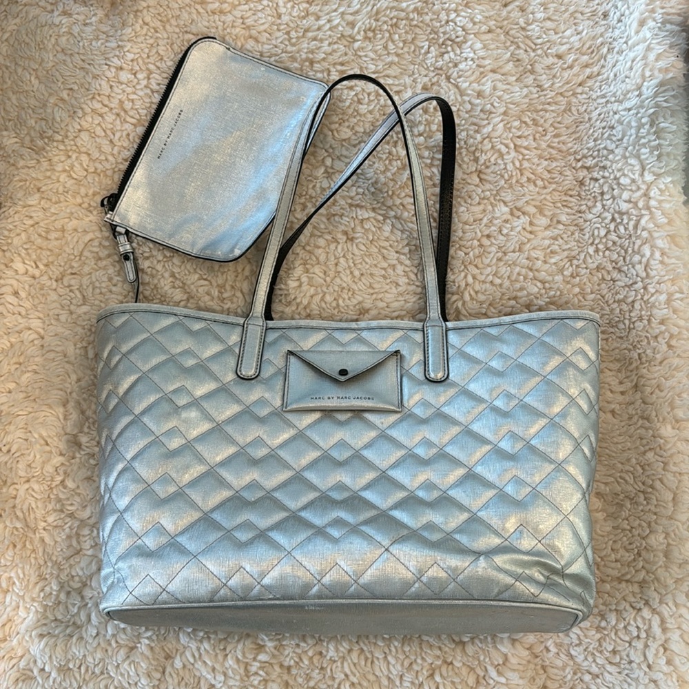 Marc by Marc Jacobs metallic silver tote bag